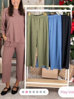 Women's Cropped Wide-Leg Pants in Slate Blue